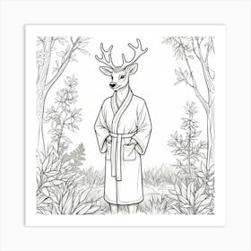 Deer In Robe 6 Art Print