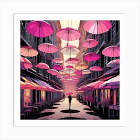 Pink Umbrellas 3 Art Print