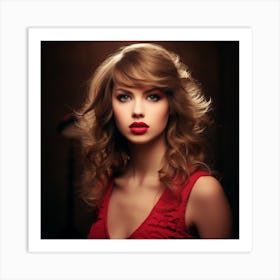 Taylor Swift in Red Art Print