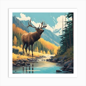 Elk Painting Art Print