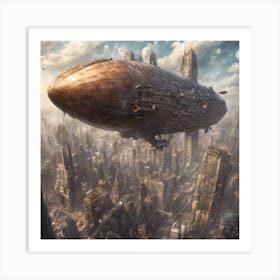 70168 Massive Airship Floating Above A Sprawling Metropo Xl 1024 V1 0 Art Print