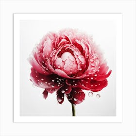 Peony With Water Droplets Art Print