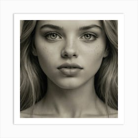 Portrait Of A Girl With Freckles Art Print