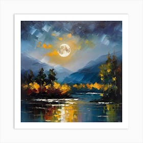 Moonlight Over The Lake Art Print