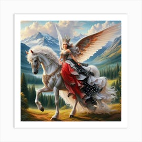 Angel On A Horse 1 Art Print