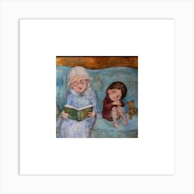 Grandma And Grandchild Reading Art Print