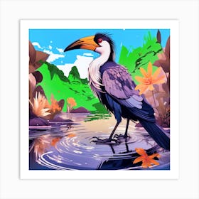 Horned Stork Art Print