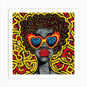 Vibrant Shades Series. Contemporary Pop Art With African Twist, 4 Art Print