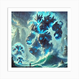 A Scene Showcasing The Water Behemoths Of The Abys Art Print