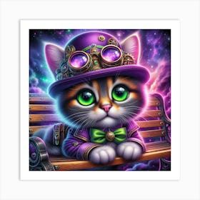 Steampunk Cat 3 Art Print