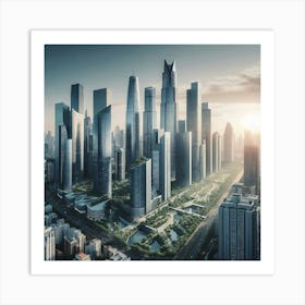 Shanghai Skyline 1 Art Print