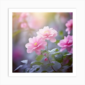 Flowers Leaves Nature Soft Freshness Pastel Botanical Plants Blooms Foliage Serene Delic (18) Art Print