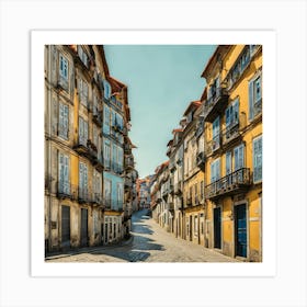 Cobblestone Street In Portugal Art Print