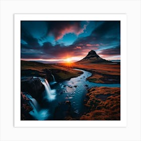 Sunset In Iceland Art Print
