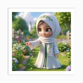 Muslim Girl With Butterfly 3 Art Print