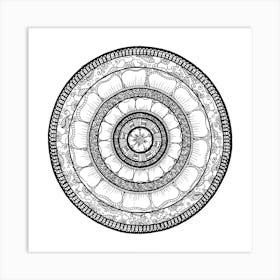 Circle - Mandala - Love Wealth Health Youthfulnes - White Black 1 Art Print