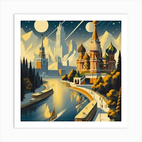 Moscow At Night 1 Art Print