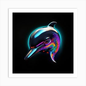 Neon Dolphin 2 Art Print