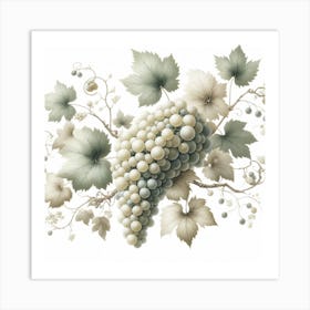 White Grapes and Vine 1 Art Print