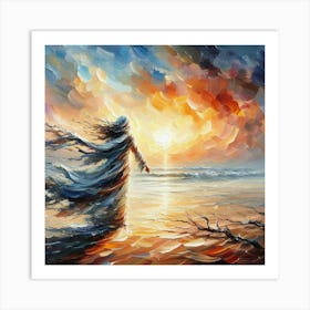 Woman At The Beach Art Print