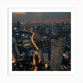 Aerial View Of Bangkok City Art Print