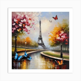 Paris With Butterflies 69 Art Print