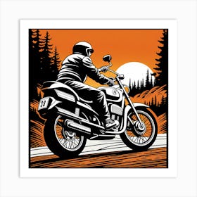 Motorcycle Rider, bike in sunset, rider Art Print