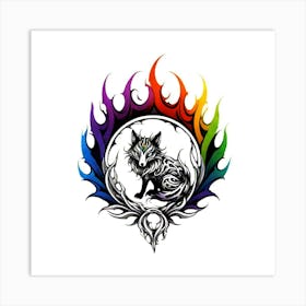 Rainbow Wolf Art Print