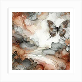 Butterfly Fluid Ink in Bronze Shades III Art Print