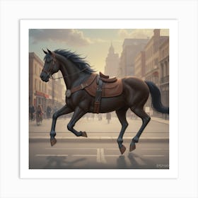 Horse In City Art Print