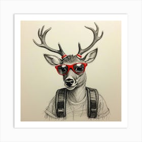 Deer With Glasses 8 Art Print