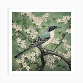 Ohara Koson Inspired Bird Painting Mockingbird 4 Square Art Print