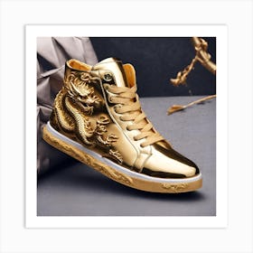 Golden Dragon Sneakers Art Print