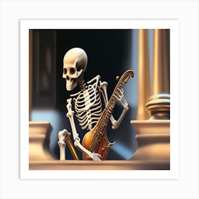 Skeleton Playing Guitar Art Print