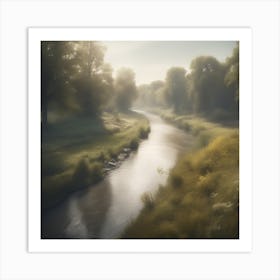 River In The Mist 1 Art Print