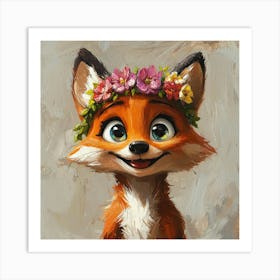 Fox In Flower Crown 3 Poster