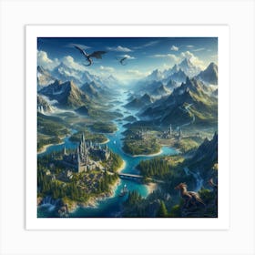 Dragons And Mountains Art Print