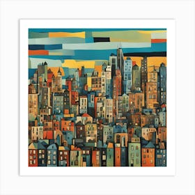 Picasso's Urban Dreamscape: New York skyline Art Print