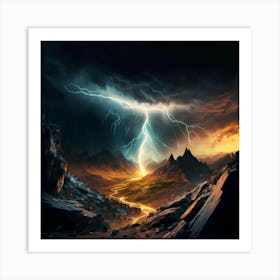 Impressive Lightning Strikes In A Strong Storm 12 Art Print