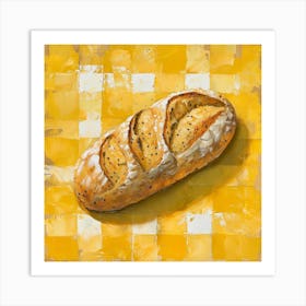Rustic Bread Yellow Checkerboard 2 Art Print