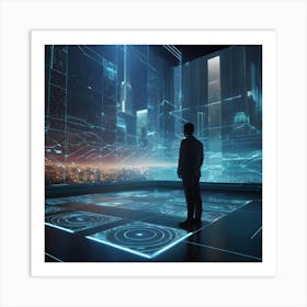 Futuristic Businessman Art Print