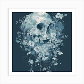 Skull With Flowers 17 Art Print