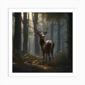 Deer In The Forest 101 Art Print