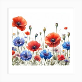 Poppies and Cornflowers 2 Art Print