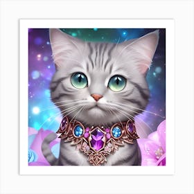 Cat With Necklace Art Print