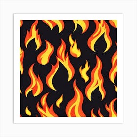Flames On Black Background 50 Art Print