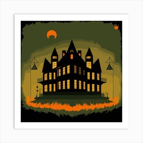 Halloween House Vector Art Print