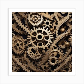 Gold Gears Background 3 Art Print