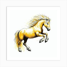 Golden Horse jumping Art Print