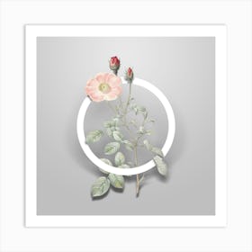 Vintage Sparkling Rose Minimalist Botanical Geometric Circle on Soft Gray n.0337 Art Print